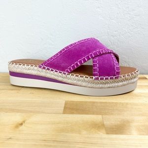 NEW! Vince Camuto Belisnda Leather Virtual Pink Platform Slide Sandals 8.5 Wide